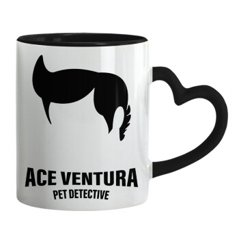 Ace Ventura Pet Detective, Κούπα καρδιά χερούλι μαύρη, κεραμική, 330ml
