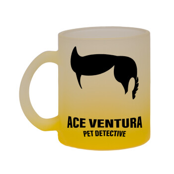Ace Ventura Pet Detective, Κούπα γυάλινη δίχρωμη με βάση το κίτρινο ματ, 330ml