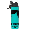 Metallic water bottle with safety lid, 850ml aluminum