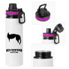 Metallic water bottle with safety lid, 850ml aluminum