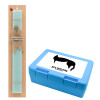 Easter Set, children's snack container BLUE & Easter aromatic flat candle (30cm) (TURQUOISE)