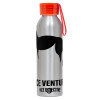 Aluminum Sports Bottle 650ml – Silver with Red Cap and Silicone Strap