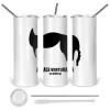 Tumbler stainless steel 600ml, with metal straw & cleaning brush