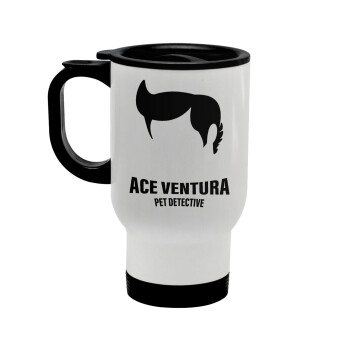 Ace Ventura Pet Detective, Stainless steel travel mug with lid, double wall white 450ml
