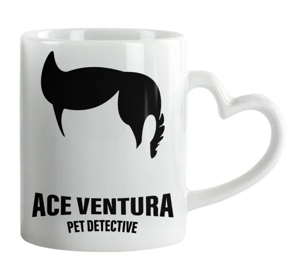 Ace Ventura Pet Detective — Κούπα καρδιά χερούλι λευκή, κεραμική, 330ml