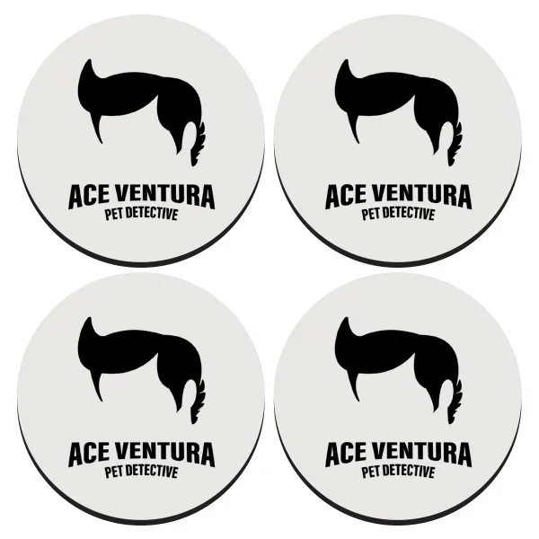 Ace Ventura Pet Detective — ΣΕΤ 4 Σουβέρ ξύλινα στρογγυλά (9cm)