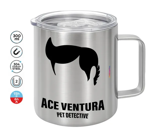Ace Ventura Pet Detective — Double-walled stainless steel mug 300ml with temperature-retaining lid