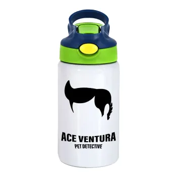 Ace Ventura Pet Detective, Children's hot water bottle, stainless steel, with safety straw, green, blue (350ml)