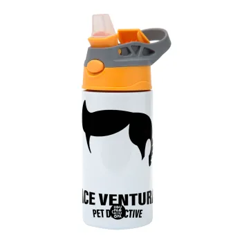 Ace Ventura Pet Detective, Children's hot water bottle, stainless steel, with safety straw, Orange/Grey (360ml) BPA-FREE