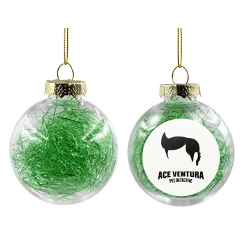 Ace Ventura Pet Detective, Transparent Christmas tree ball ornament with green filling 8cm