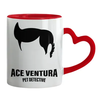 Ace Ventura Pet Detective, Κούπα καρδιά χερούλι κόκκινη, κεραμική, 330ml