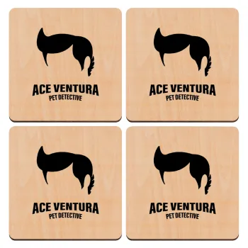 Ace Ventura Pet Detective, ΣΕΤ x4 Σουβέρ ξύλινα τετράγωνα plywood (9cm)