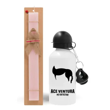 Ace Ventura Pet Detective, Easter Set, metallic aluminum bottle (500ml) & aromatic flat Easter candle (30cm) (PINK)