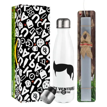 Ace Ventura Pet Detective, Easter candle, metallic white thermos bottle (500ml) & aromatic flat candle (30cm) (GRAY)