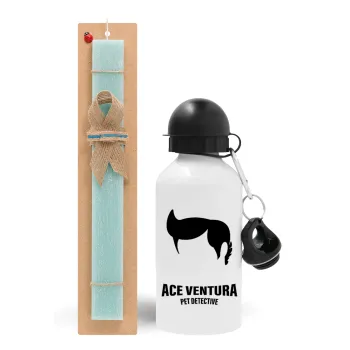 Ace Ventura Pet Detective, Πασχαλινή Λαμπάδα με παγούρι μεταλλικό αλουμινίου (500ml) & λαμπάδα αρωματική πλακέ (30cm) (ΤΙΡΚΟΥΑΖ)