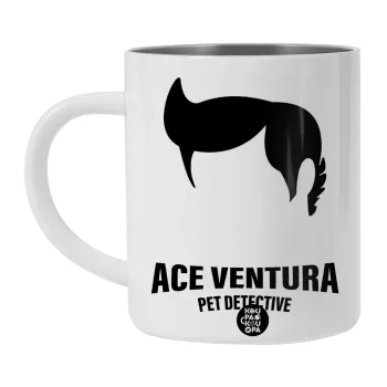 Ace Ventura Pet Detective, Λευκή Ανοξείδωτη Μεταλλική Κούπα 450ml - Διπλού Τοιχώματος 