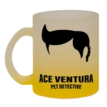 Ace Ventura Pet Detective, Κούπα γυάλινη δίχρωμη με βάση το κίτρινο ματ, 330ml