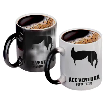 Ace Ventura Pet Detective, Color changing magic Mug, ceramic, 330ml when adding hot liquid inside, the black colour desappears (1 pcs)