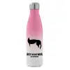 Metal mug thermos Pink/White (Stainless steel), double wall, 500ml