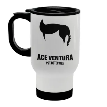 Ace Ventura Pet Detective, Κούπα ταξιδιού ανοξείδωτη με καπάκι, διπλού τοιχώματος (θερμό) λευκή 450ml