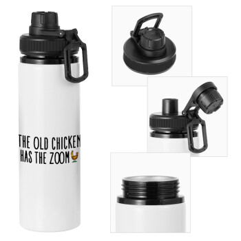 The old chicken has the zoom, Metal water bottle with safety cap, aluminum 850ml