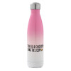 Metal mug thermos Pink/White (Stainless steel), double wall, 500ml