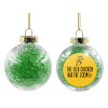 Transparent Christmas tree ball ornament with green filling 8cm
