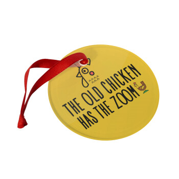 The old chicken has the zoom, Christmas ornament glass 9cm