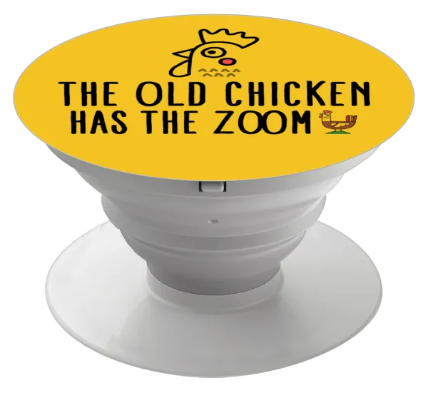 The old chicken has the zoom — Phone Holders Stand  White Hand-held Mobile Phone Holder