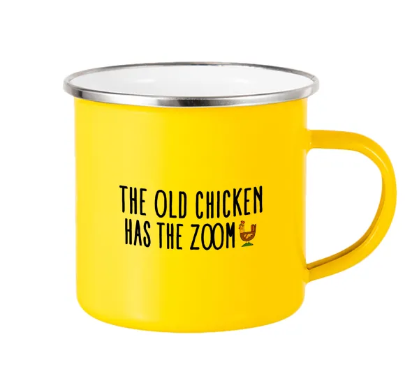 The old chicken has the zoom — Yellow Enamel Metallic Cup 360ml