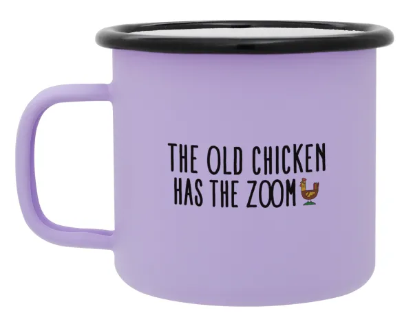 The old chicken has the zoom — Κούπα Μεταλλική εμαγιέ ΜΑΤ Light Pastel Purple 360ml