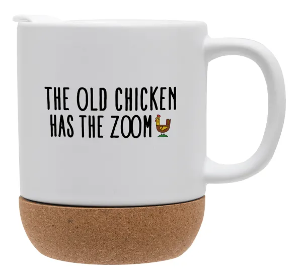 The old chicken has the zoom — Κούπα, κεραμική με βάση φελού και καπάκι (ΜΑΤ), 330ml