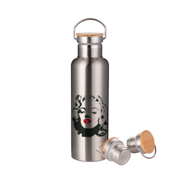 Merilin, Stainless steel Silver with wooden lid (bamboo), double wall, 750ml