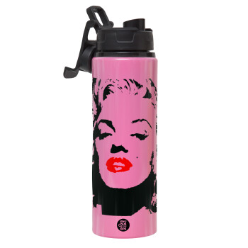 Merilin, Metallic water bottle with safety lid, 850ml aluminum