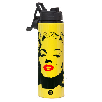 Merilin, Metallic water bottle with safety lid, 850ml aluminum