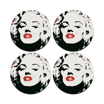 Merilin, ΣΕΤ 4 Σουβέρ ξύλινα στρογγυλά (9cm)