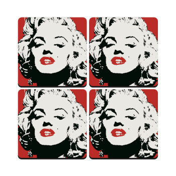 Merilin, ΣΕΤ 4 Σουβέρ ξύλινα τετράγωνα (9cm)