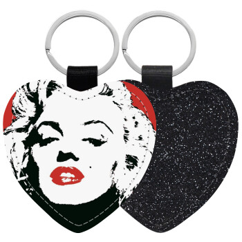 Merilin, Μπρελόκ PU δερμάτινο glitter καρδιά ΜΑΥΡΟ