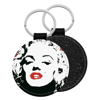 Merilin, Μπρελόκ Δερματίνη, στρογγυλό ΜΑΥΡΟ (5cm)