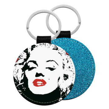 Merilin, Μπρελόκ Δερματίνη, στρογγυλό ΜΠΛΕ (5cm)