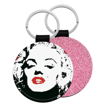 Merilin, Μπρελόκ Δερματίνη, στρογγυλό ΡΟΖ (5cm)