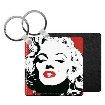 Merilin, Μπρελόκ Δερματίνη, τετράγωνο ΜΑΥΡΟ (5x5cm)