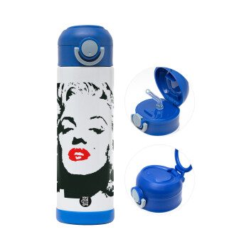 Merilin, Παιδικό παγούρι θερμό, ανοξείδωτο, με καλαμάκι ασφαλείας, ΜΠΛΕ (500ml)