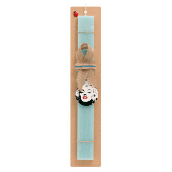 Merilin, Easter Set, wooden keychain & aromatic flat Easter candle (30cm) (TURQUOISE)