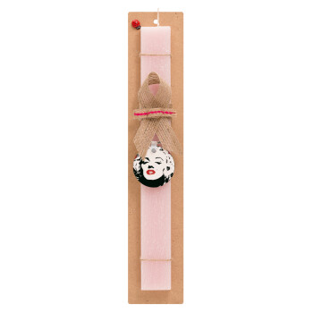 Merilin, Easter Set, wooden keychain & scented flat Easter candle (30cm) (PINK)