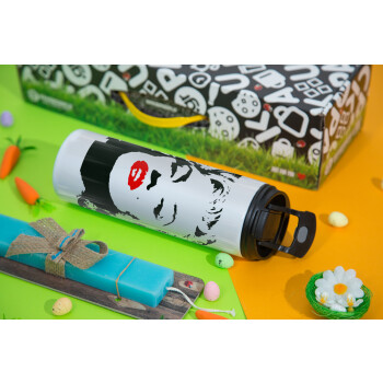 Merilin, Easter candle,Travel Tumbler 2 Lids, with metal straw & cleaning brush & aromatic flat candle (30cm) (BLUE)