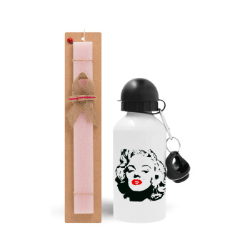 Merilin, Easter Set, metallic aluminum bottle (500ml) & aromatic flat Easter candle (30cm) (PINK)