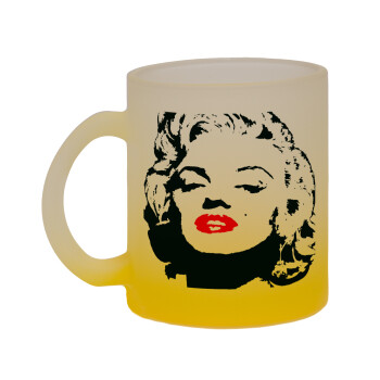 Merilin, Κούπα γυάλινη δίχρωμη με βάση το κίτρινο ματ, 330ml