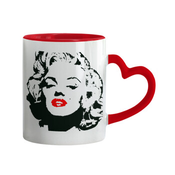Merilin, Mug heart red handle, ceramic, 330ml