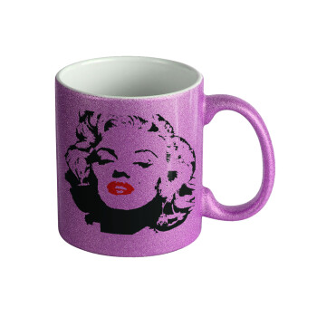 Merilin, Κούπα Μωβ Glitter που γυαλίζει, κεραμική, 330ml